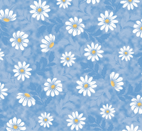 Voksdug - Margurit blå - 140cm bred