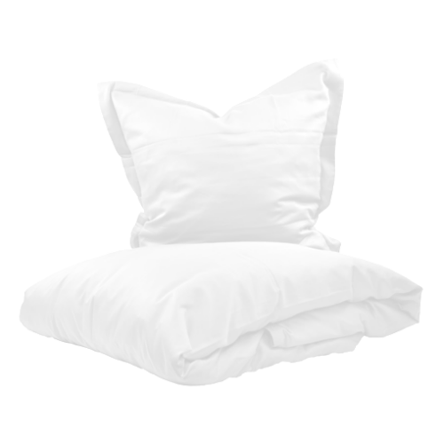 Ensfarvet hvidt satin sengesæt