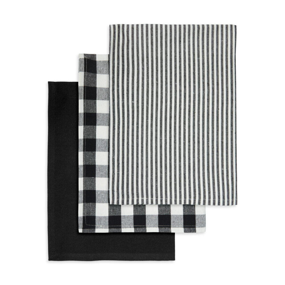 Viskestykker i genbrugsbomuld – 3 stk. pr pakke – Sort