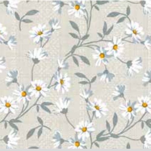 Voksdug - blomst med beige bund - 140 cm