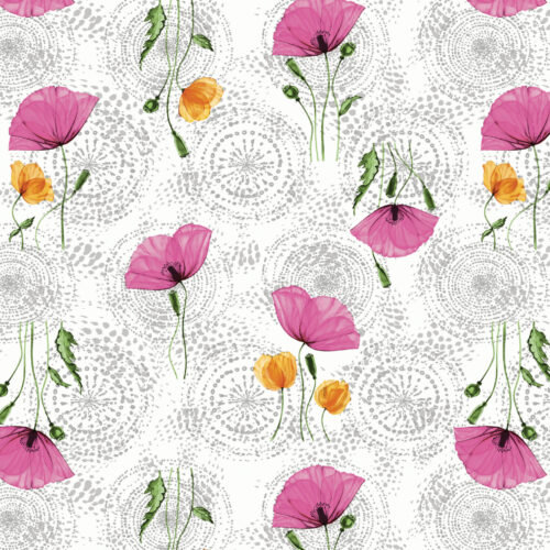 Voksdug - Valmuer Pink – 140cm Bred