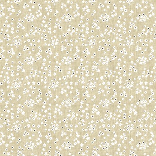 Voksdug - Små hvide Blomster - Beige - 140 cm