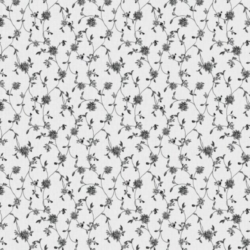 Voksdug - Blomster - Sort