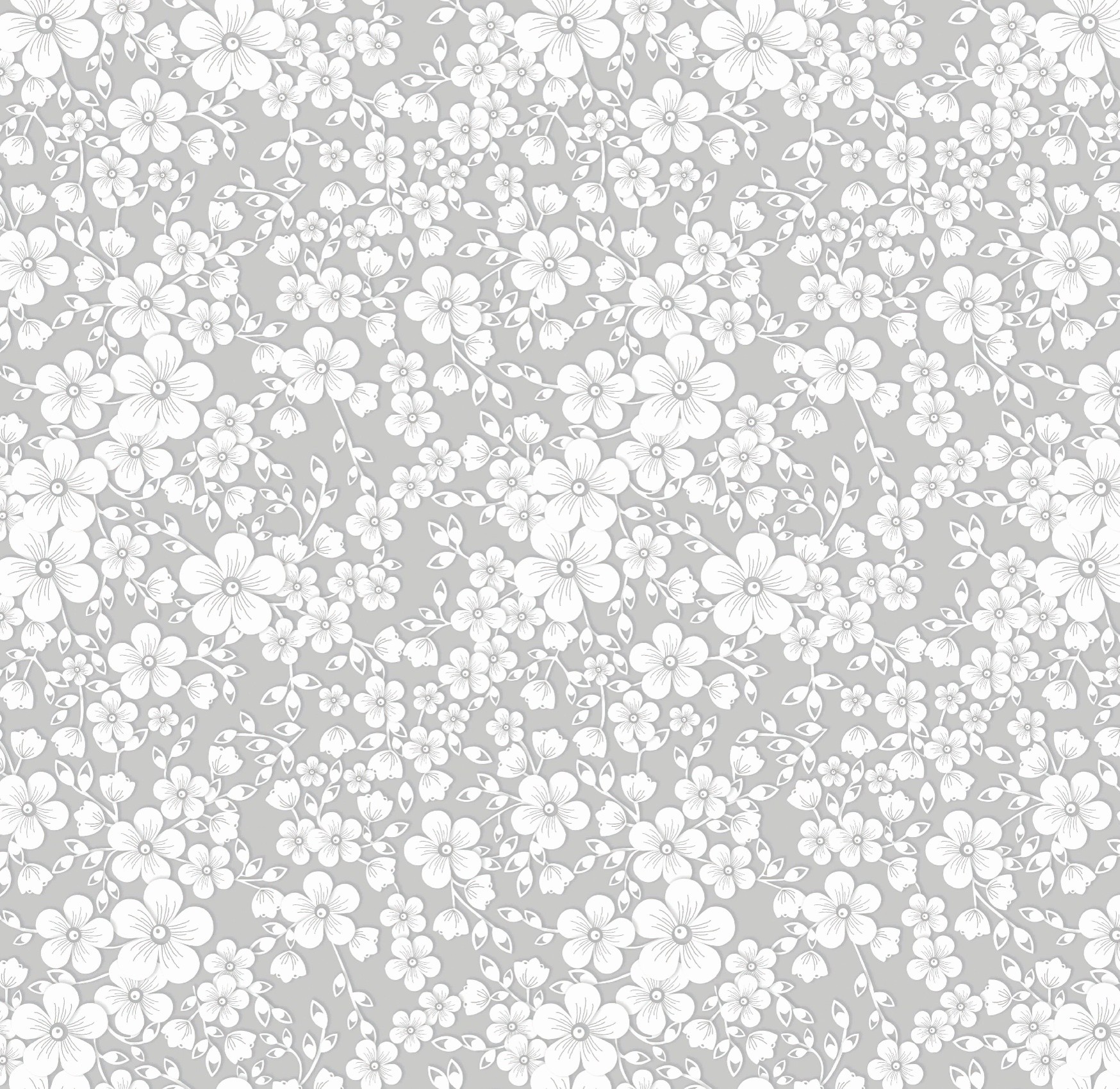 Voksdug - Hvide Blomster - Grå - 140 cm