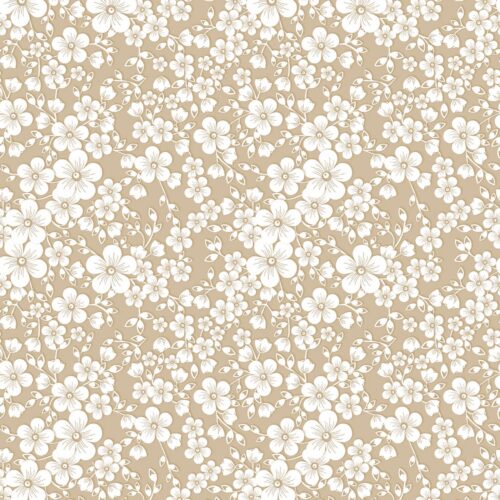 Voksdug - Hvide Blomster - Beige - 140 cm